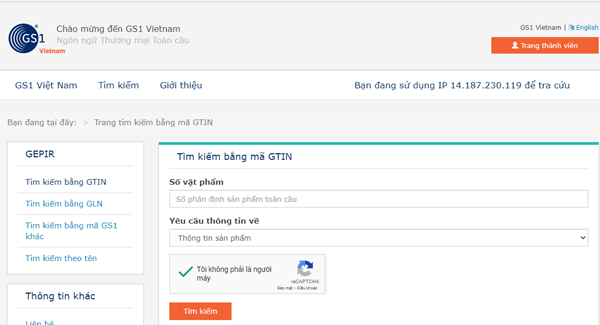 Tra cứu mã vạch sản phẩm bằng GTIN